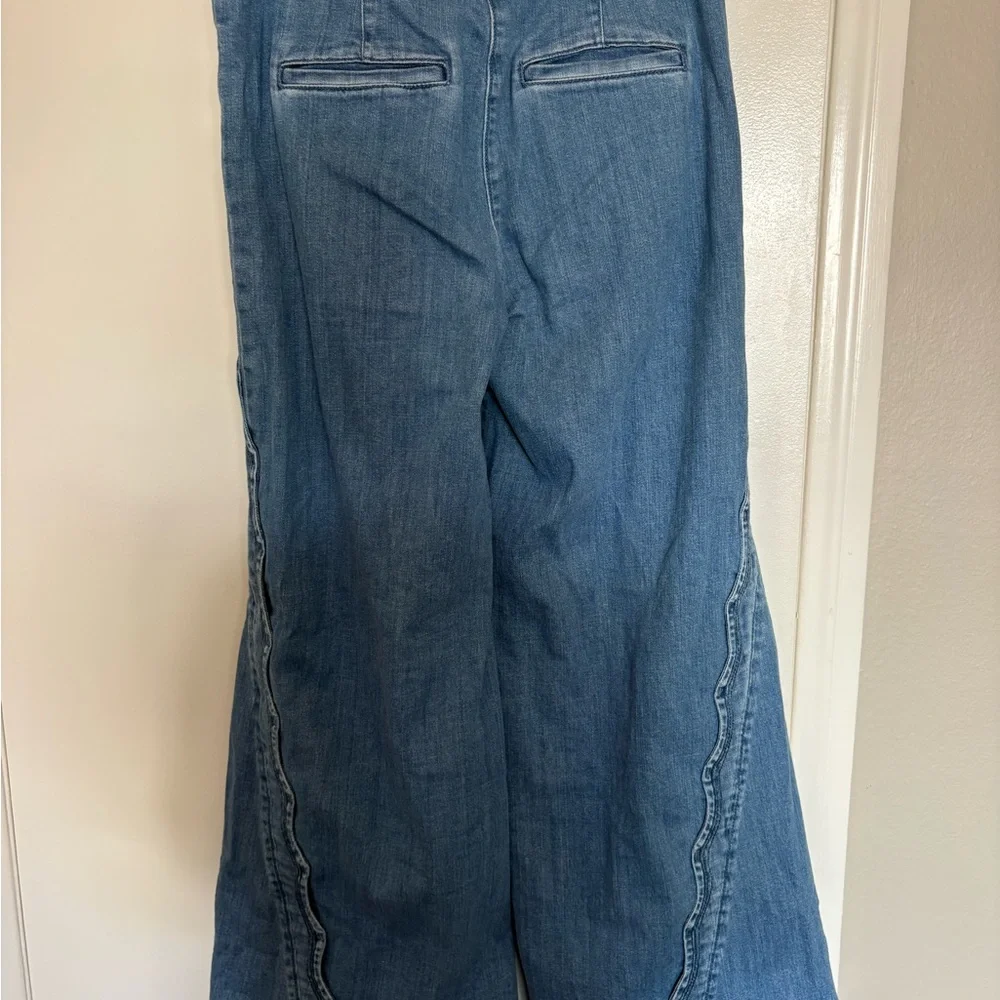 Anthropologie Maeve Scalloped-Edge High-Rise Wide-Leg Jeans - Picture 5 of 5